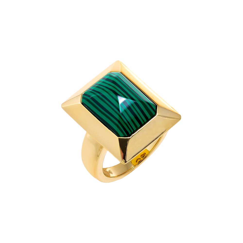 Malachite / 6 Colored Baguette Stone Rectangle Ring - Adina Eden's Jewels
