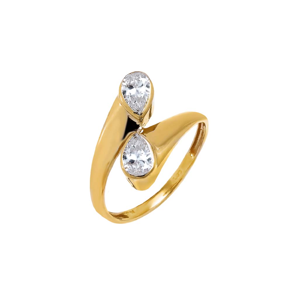 14K Gold / 6 Lab Grown Diamond Double Pear Criss Cross Ring 14K - Adina Eden's Jewels