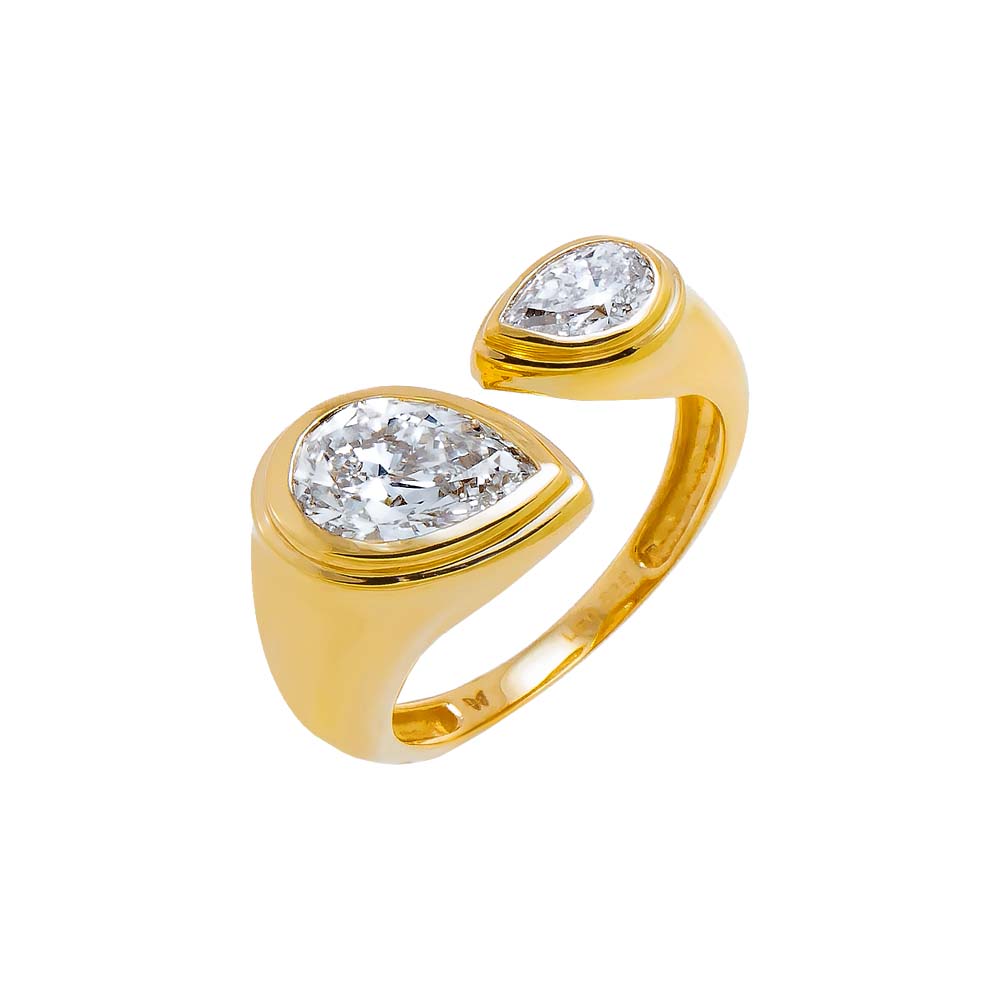 14K Gold / 6 Lab Grown Diamond Double Pear Claw Ring 14K - Adina Eden's Jewels