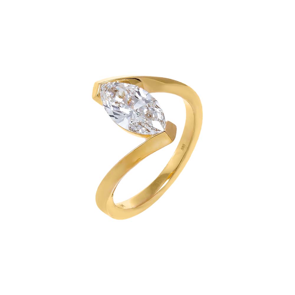 14K Gold / 7 / 1.5CT Lab Grown Diamond Floating Marquise Ring 14K - Adina Eden's Jewels