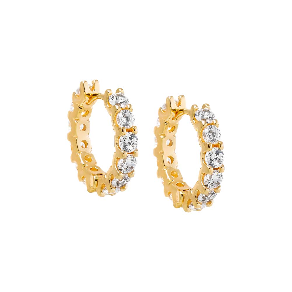 Gold CZ Fancy Hoop Earring - Adina Eden's Jewels