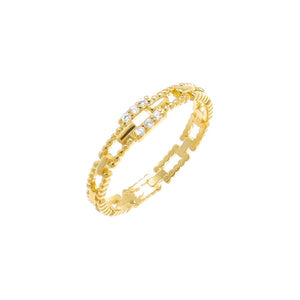 Gold / 5 Pavé Beaded Box Chain Ring - Adina Eden's Jewels