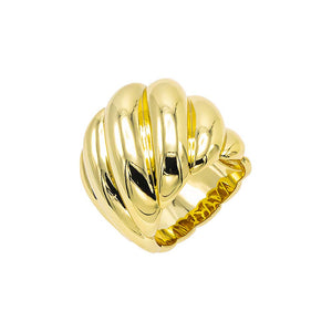 Gold / 7 Solid Wide Ridged Band Ring - Adina Eden's Jewels