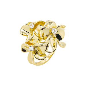 Gold / 7 CZ Multi Flower Fancy Ring - Adina Eden's Jewels