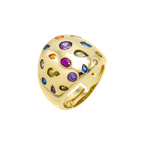 Multi Color / 7 Colored Multi Shape Scattered Dome Ring - Adina Eden's Jewels