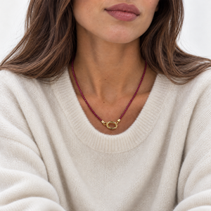 Garnet Natural Stone Beaded Chain Clicker Necklace - Adina Eden's Jewels