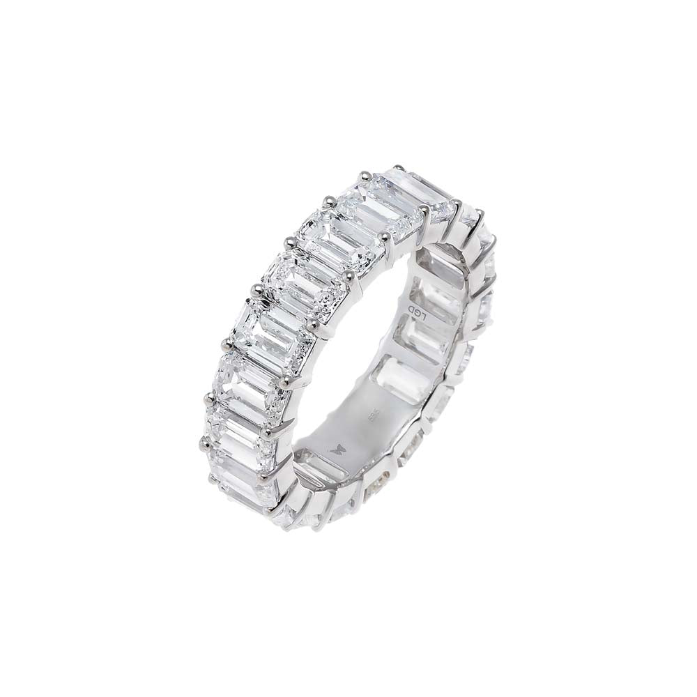 14K White Gold / 7 Lab Grown Diamond Emerald Eternity Band 14K - Adina Eden's Jewels