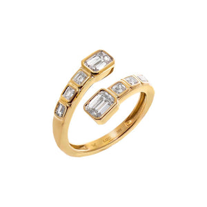 14K Gold / 6 Lab Grown Diamond Multi Emerald Wrap Ring 14K - Adina Eden's Jewels