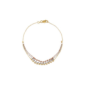 Tri-Color Beaded Bracelet 14K