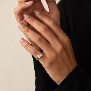 Lab Grown Diamond Marquise Shape Solitaire Pinky Ring 14K - Adina Eden's Jewels