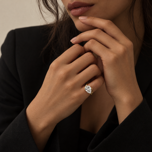 Lab Grown Diamond Pear Swirl Pinky Ring 14K - Adina Eden's Jewels
