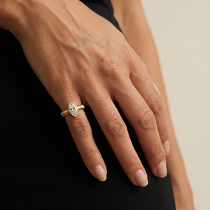 Lab Grown Diamond Marquise Fluted Pinky Ring 14K - Adina Eden's Jewels