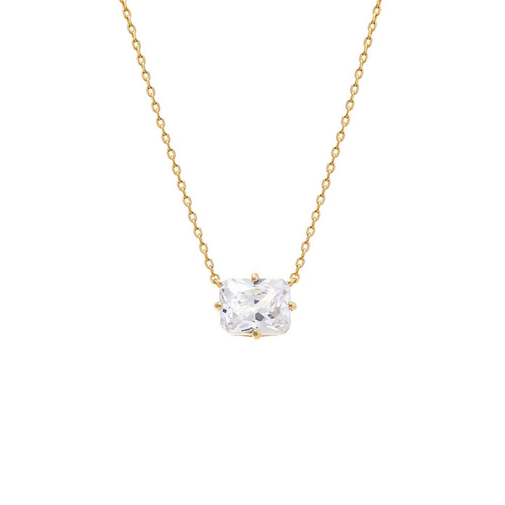 Gold / 9MM CZ Emerald Shape Pendant Necklace - Adina Eden's Jewels