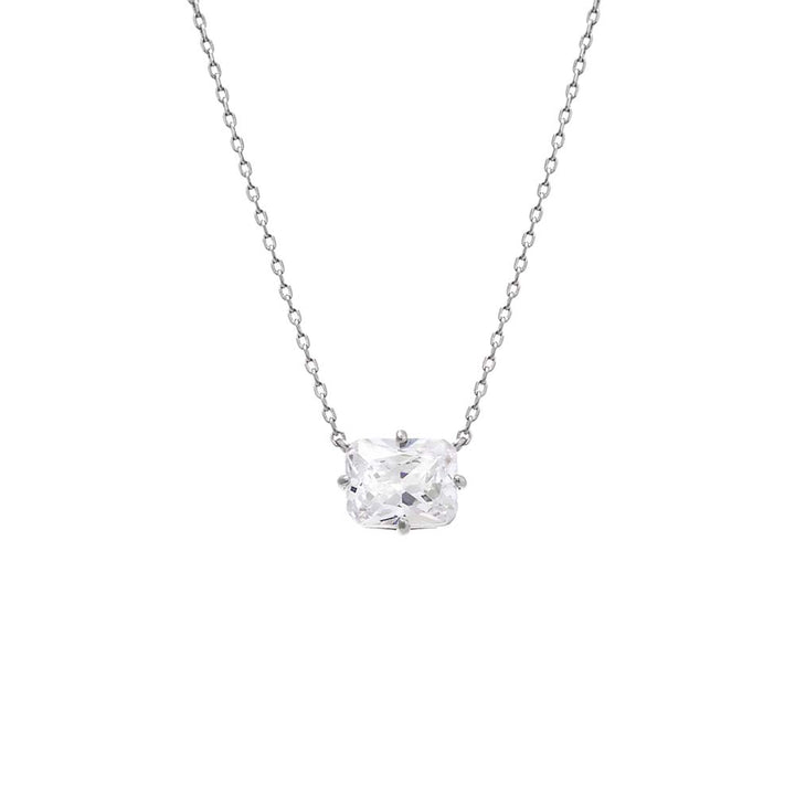 Silver / 9MM CZ Emerald Shape Pendant Necklace - Adina Eden's Jewels