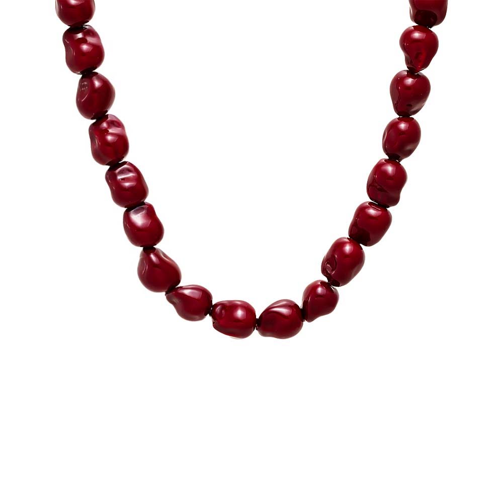 Red Chunky Burgundy Beaded Necklace - Adina Eden's Jewels