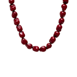Red Chunky Burgundy Beaded Necklace - Adina Eden's Jewels
