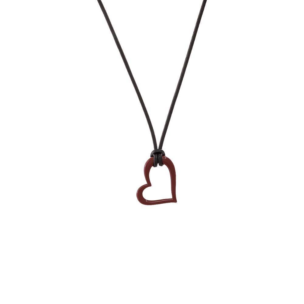 Red Colored Open Heart Pendant Necklace - Adina Eden's Jewels