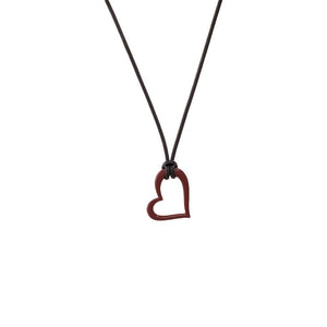 Red Colored Open Heart Pendant Necklace - Adina Eden's Jewels