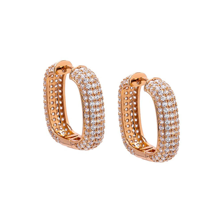 Rose Gold Pave Square Shape Hoop Earring - Adina Eden's Jewels