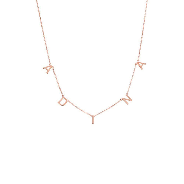 14K Rose Gold / 2 Solid Scattered Name Necklace 14K - Adina Eden's Jewels
