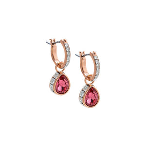 Hot Pink Colored Pear Pave Rimmed Drop Huggie Earring - Adina Eden's Jewels