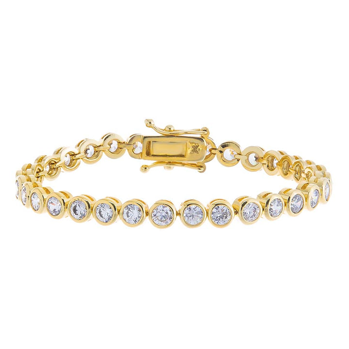Gold / 6.5" / 4MM Bezel Tennis Bracelet - Adina Eden's Jewels