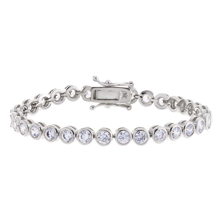 Silver / 6.5" / 4MM Bezel Tennis Bracelet - Adina Eden's Jewels