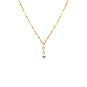 Gold Round CZ X Teardrop Dangling Pendant Necklace - Adina Eden's Jewels