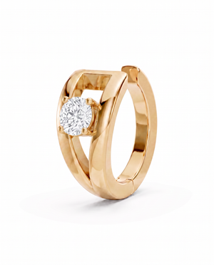 14K Gold Lab Grown Diamond Round Open-Split Ear Cuff 14K - Adina Eden's Jewels