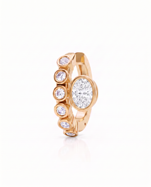 14K Gold Lab Grown Diamond Oval/Round Bezel Accent Ear Cuff 14K - Adina Eden's Jewels