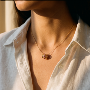Ruby Red Rondelle Necklace Charm - Adina Eden's Jewels