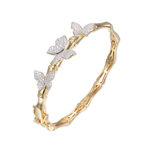 Gold Butterfly CZ Station Bangle Bracelet - Adina Eden's Jewels