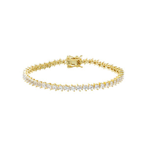 Gold / 6IN CZ Marquise/Baguette Solitaire Eternity Bracelet - Adina Eden's Jewels