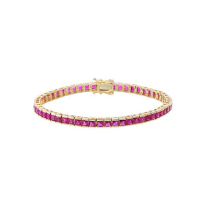 Ruby Red / 6IN CZ Ruby Red Princess Tennis Bracelet - Adina Eden's Jewels