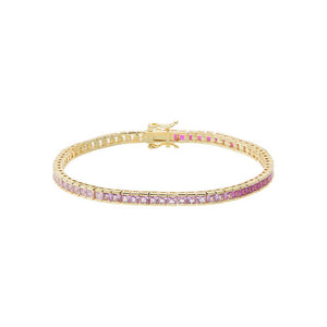 Pink / 6IN CZ Pink Square Ombre Line Tennis Bracelet - Adina Eden's Jewels