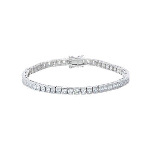 Silver / 6IN CZ Princess Line Tennis Bracelet - Adina Eden's Jewels