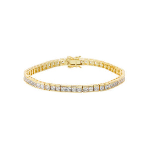 Gold / 6IN CZ Princess Line Tennis Bracelet - Adina Eden's Jewels