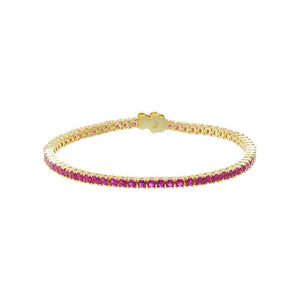 Ruby Red / 3MM / 6IN CZ Colored Round 3MM Tennis Bracelet - Adina Eden's Jewels