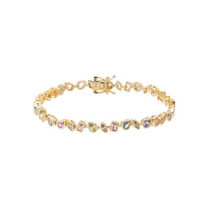 Multi-Color / 6IN CZ Colored Multi Shape Bezel Tennis Bracelet - Adina Eden's Jewels
