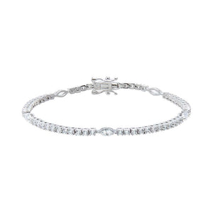 Silver / 6IN CZ Marquise/ Round Line Tennis Bracelet - Adina Eden's Jewels