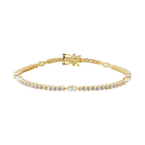 Gold / 6IN CZ Marquise/ Round Line Tennis Bracelet - Adina Eden's Jewels