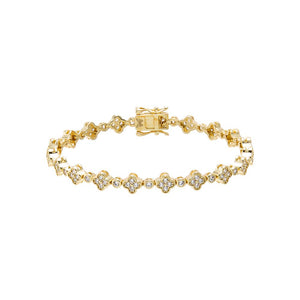 Gold / 6IN CZ Clover Bezel Link Tennis Bracelet - Adina Eden's Jewels