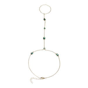 Emerald Green CZ Multishape Hand Chain