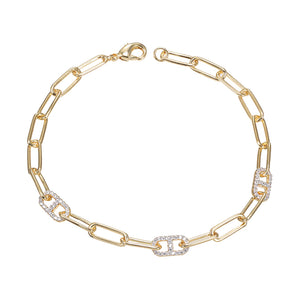 CZ Accent Link Bracelet