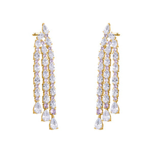 Gold Super Fancy CZ Multi Tennis Drop Stud Earring - Adina Eden's Jewels