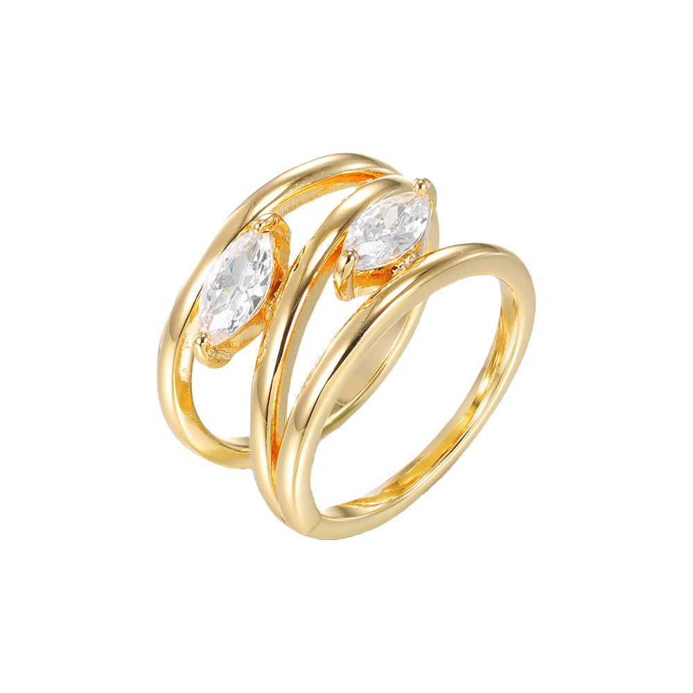 Gold / 6 CZ Double Marquise Multi Wrap Ring - Adina Eden's Jewels