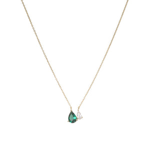 Emerald Green Double Pear Pendant Necklace