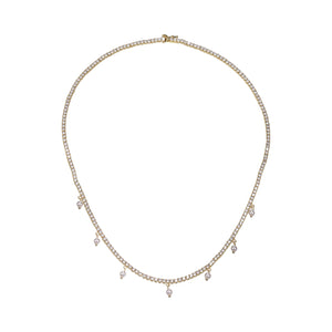 Dangling Pearl Charms Tennis Choker Necklace
