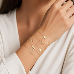Solid Jewish Charms Bracelet 14K - Adina Eden's Jewels