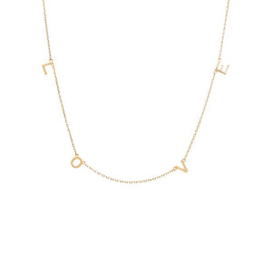 14K Gold Scattered LOVE Necklace 14K - Adina Eden's Jewels